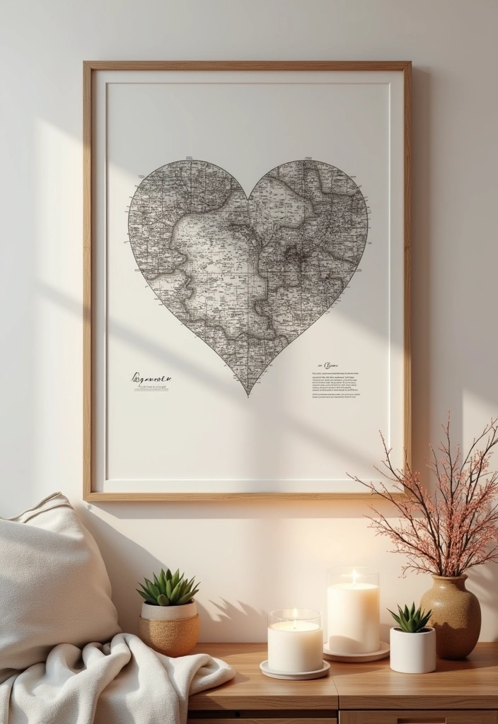12 Unique Personalized Home Decor Gifts for Mother's Day That'll Melt Her Heart! - 7. Heart-Shaped Map Art