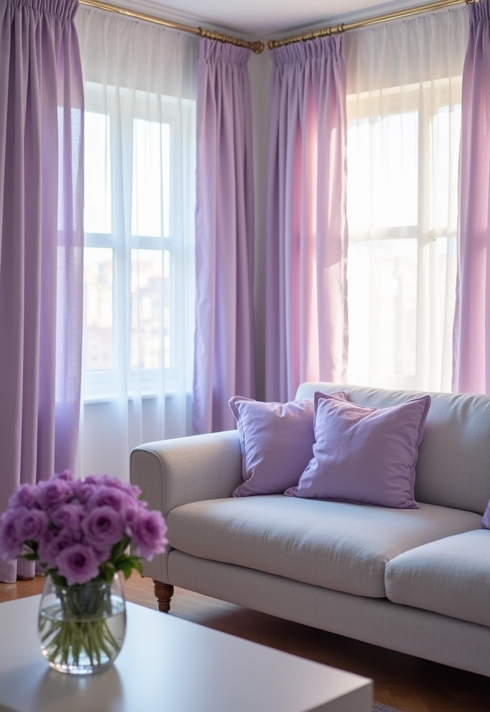 12 Vibrant Spring Color Ideas for Your Living Room That Will Brighten Your Day! - 4. Lush Lavender Accents