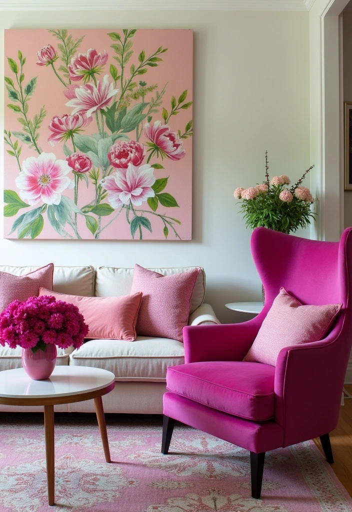 12 Vibrant Spring Color Ideas for Your Living Room That Will Brighten Your Day! - 7. Vivid Fuchsia Highlights