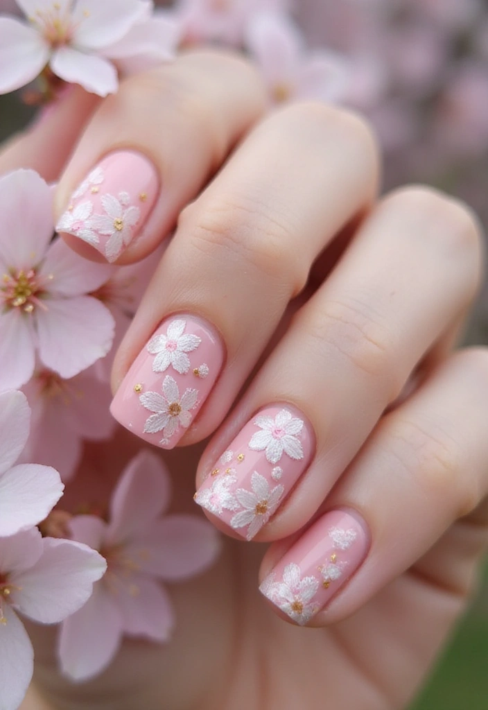 13 Easy DIY Spring Nail Art Ideas You Can Do at Home (Prepare to Wow with #10!) - 1. Blooming Cherry Blossom Nail Art