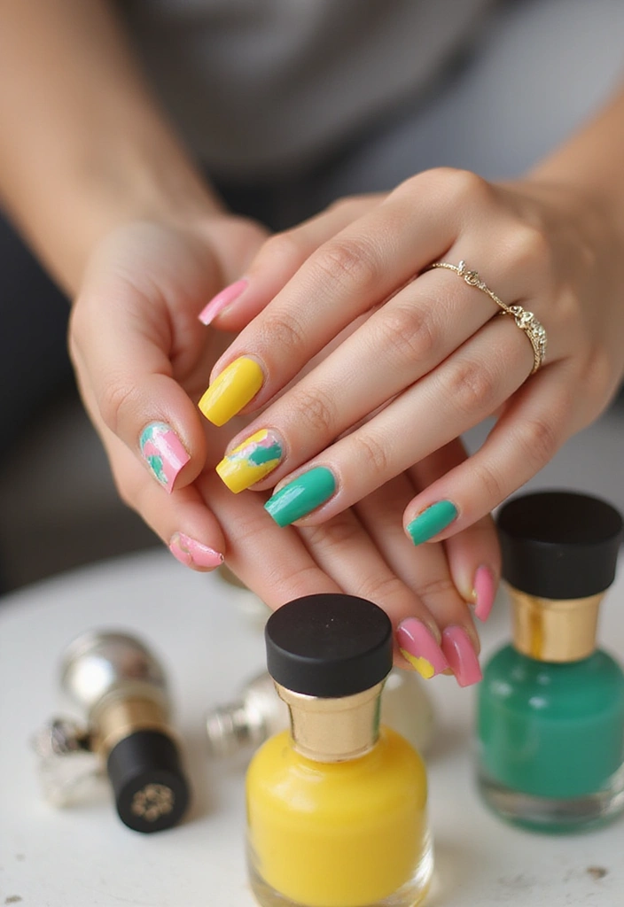 13 Easy DIY Spring Nail Art Ideas You Can Do at Home (Prepare to Wow with #10!) - 11. Color Blocked Nails