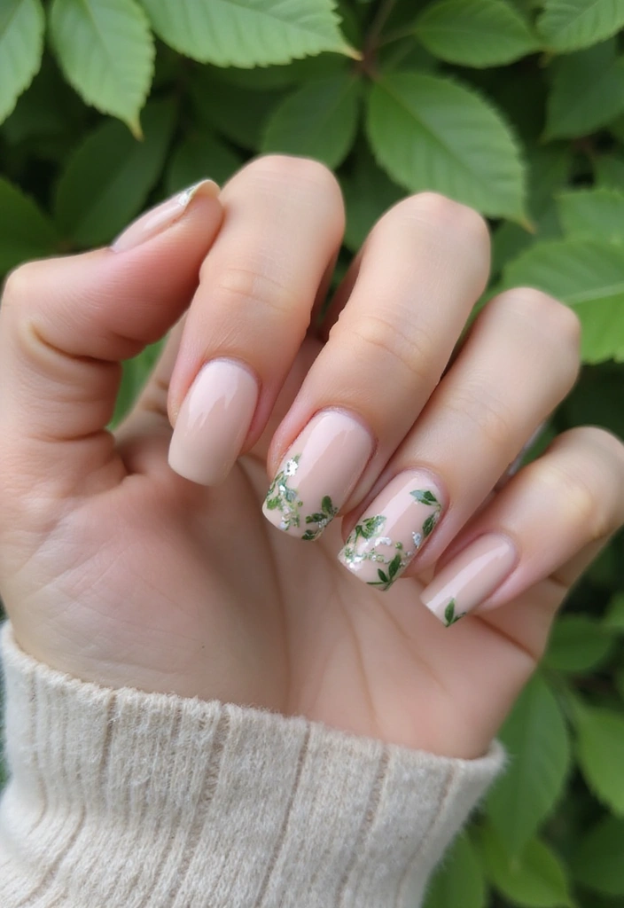 13 Easy DIY Spring Nail Art Ideas You Can Do at Home (Prepare to Wow with #10!) - 7. Simple Leaf Accents