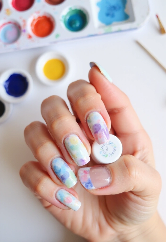 13 Easy DIY Spring Nail Art Ideas You Can Do at Home (Prepare to Wow with #10!) - 9. Abstract Watercolor