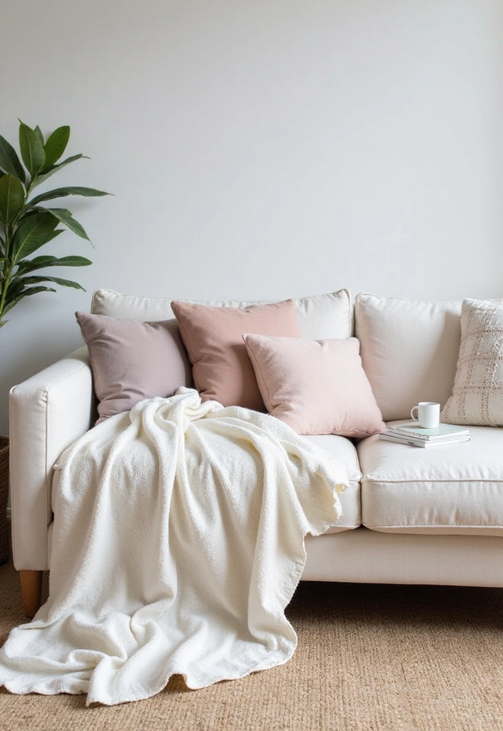 14 Minimalist Spring Decor Ideas for a Clean Living Room (Perfect for Spring Cleaning!) - 13. Keep Textiles Light