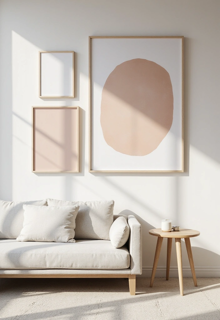 14 Minimalist Spring Decor Ideas for a Clean Living Room (Perfect for Spring Cleaning!) - 3. Opt for Minimalist Artwork