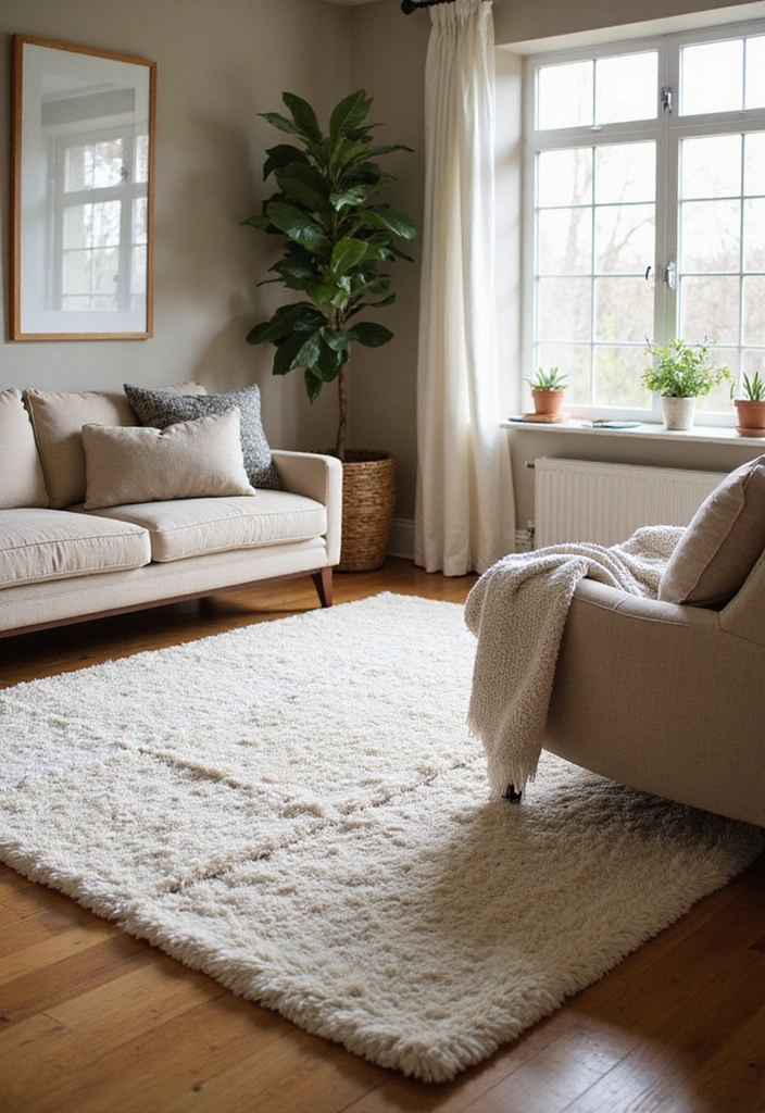15 Cozy Living Room Ideas That'll Make You Want to Snuggle Up! - 14. Soft and Inviting Flooring