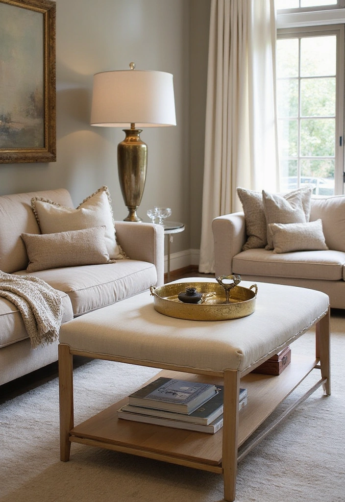 15 Cozy Living Room Ideas That'll Make You Want to Snuggle Up! - 15. A Touch of Glamour with Metallic Accents