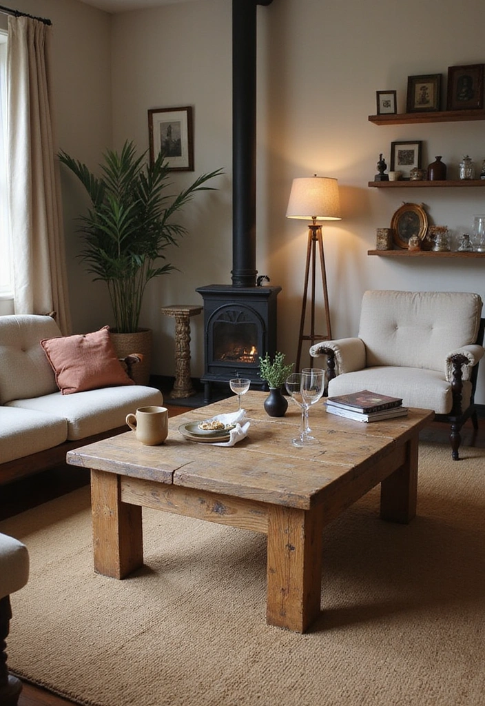 15 Cozy Living Room Ideas That'll Make You Want to Snuggle Up! - 8. Rustic Charm with Vintage Finds