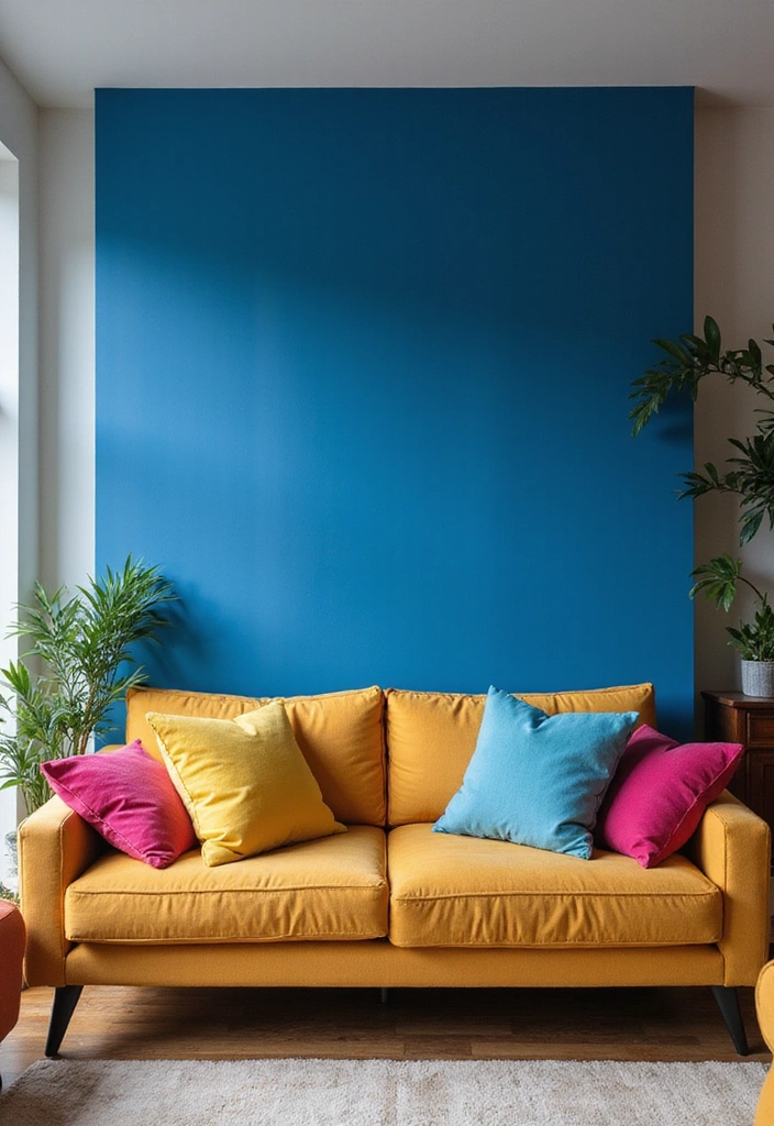 15 Cozy Living Room Ideas That'll Make You Want to Snuggle Up! - 9. Colorful Accent Walls