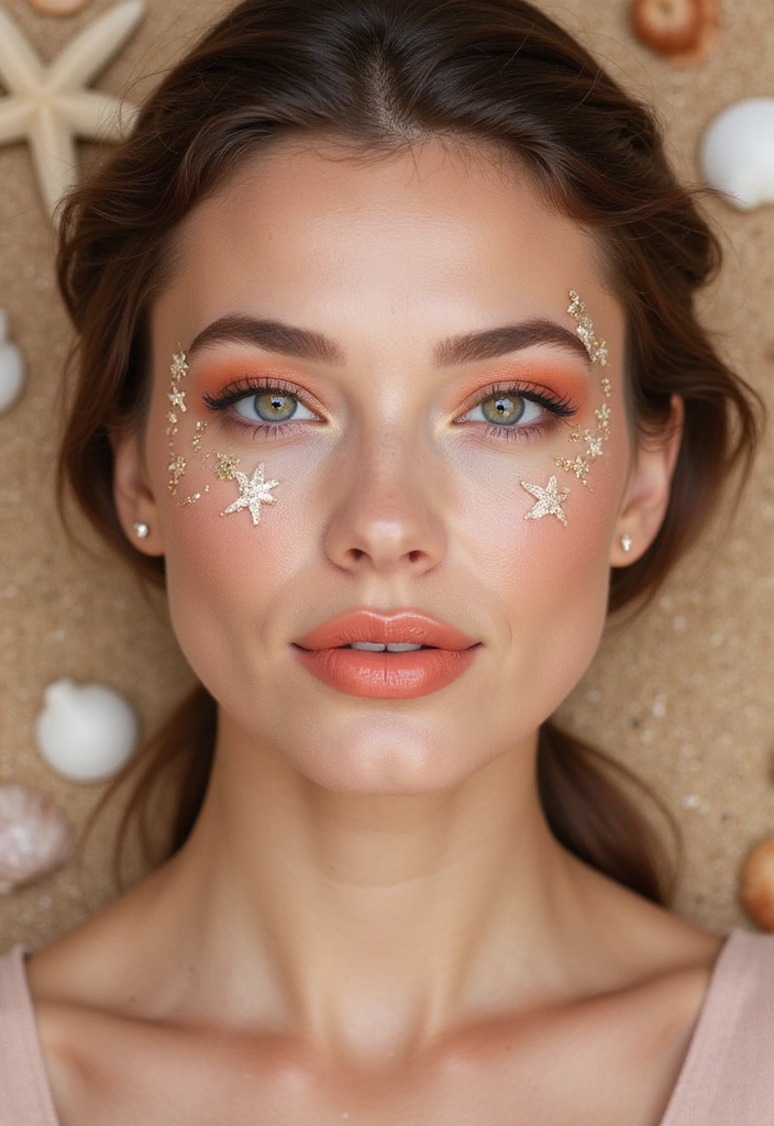 15 Enchanting Sea Witch Makeup Ideas That Will Make You Feel Like a Mythical Creature! - 10. Starfish Elegance