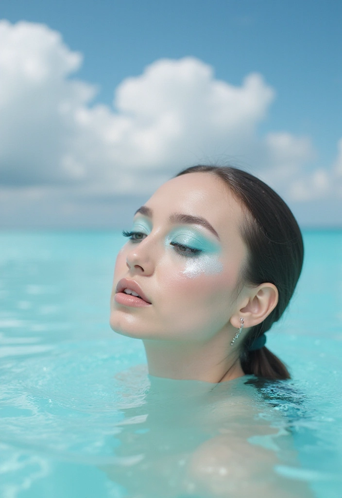 15 Enchanting Sea Witch Makeup Ideas That Will Make You Feel Like a Mythical Creature! - 11. Aqua Dreamscape