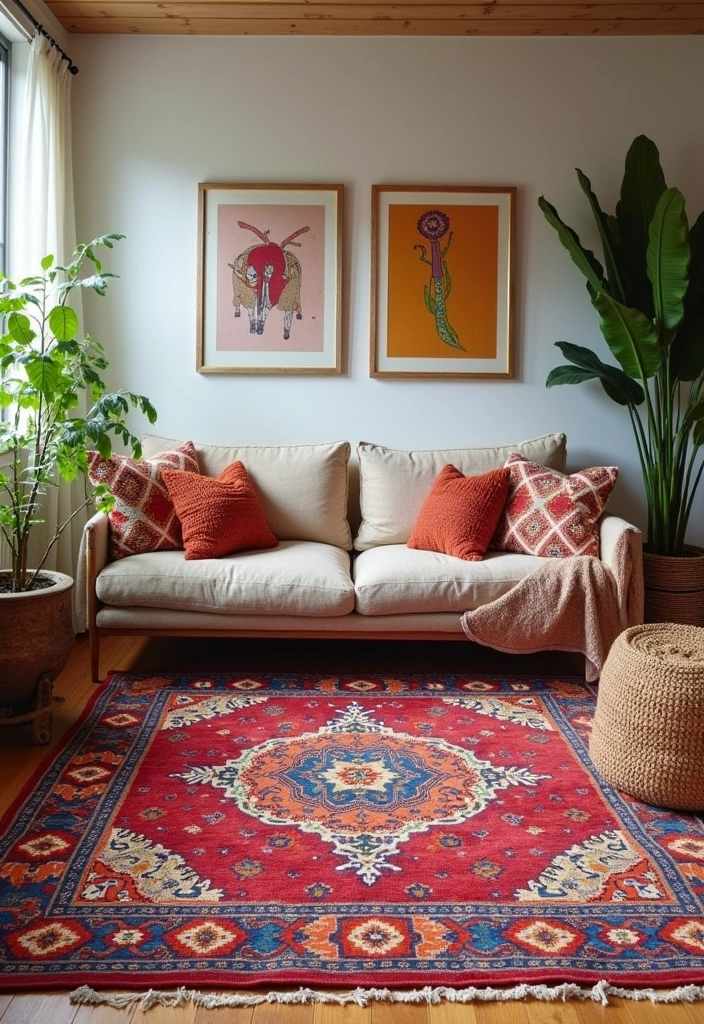 15 Spring Boho Home Decor Ideas That'll Transform Your Living Room into a Cozy Oasis! - 10. Colorful Rugs