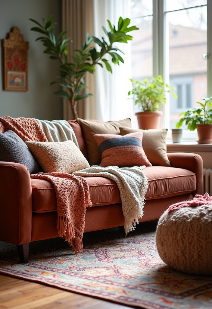 15 Spring Boho Home Decor Ideas That'll Transform Your Living Room into a Cozy Oasis! - 2. Layered Textiles