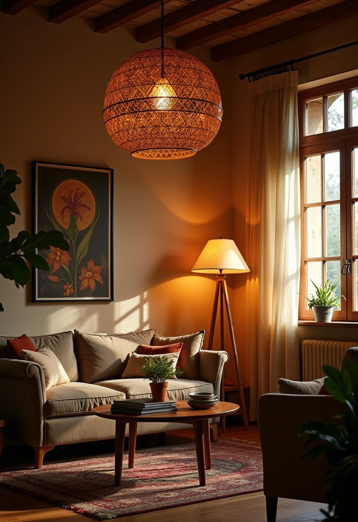 15 Spring Boho Home Decor Ideas That'll Transform Your Living Room into a Cozy Oasis! - 9. Unique Lighting Fixtures