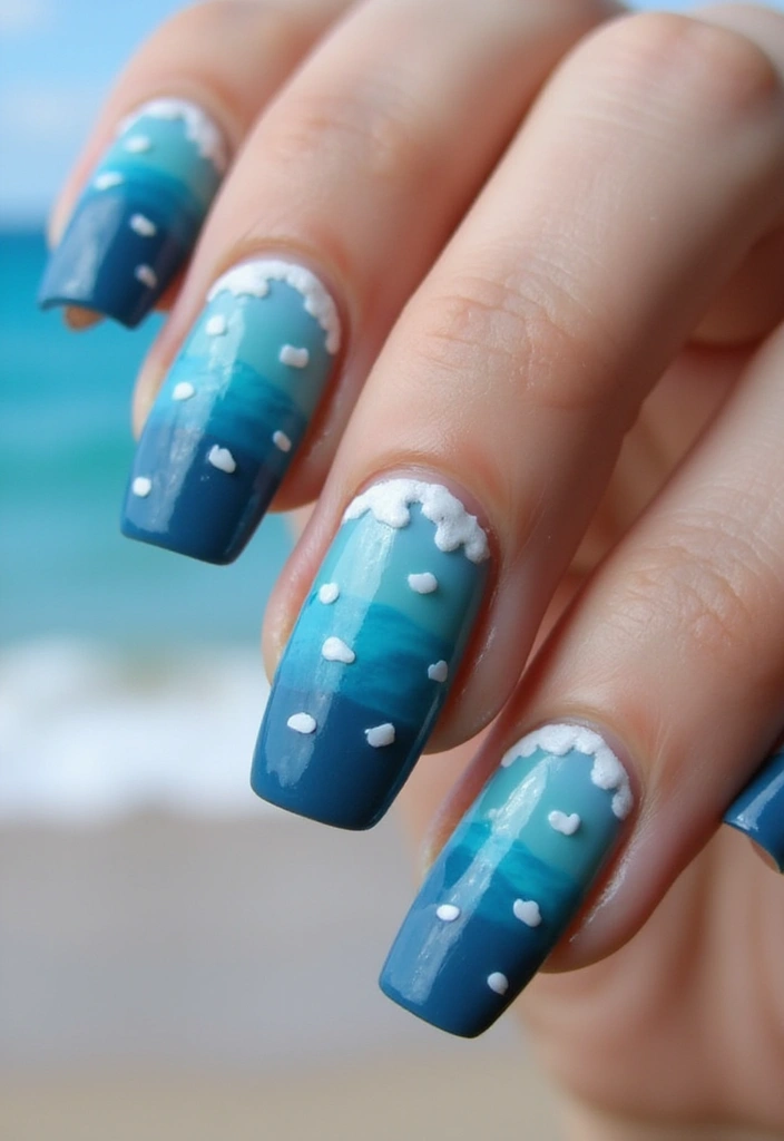 15 Stunning Beach Nail Art Designs You Need to Try This Summer (You Won't Believe #10!) - 1. Ocean Waves Delight