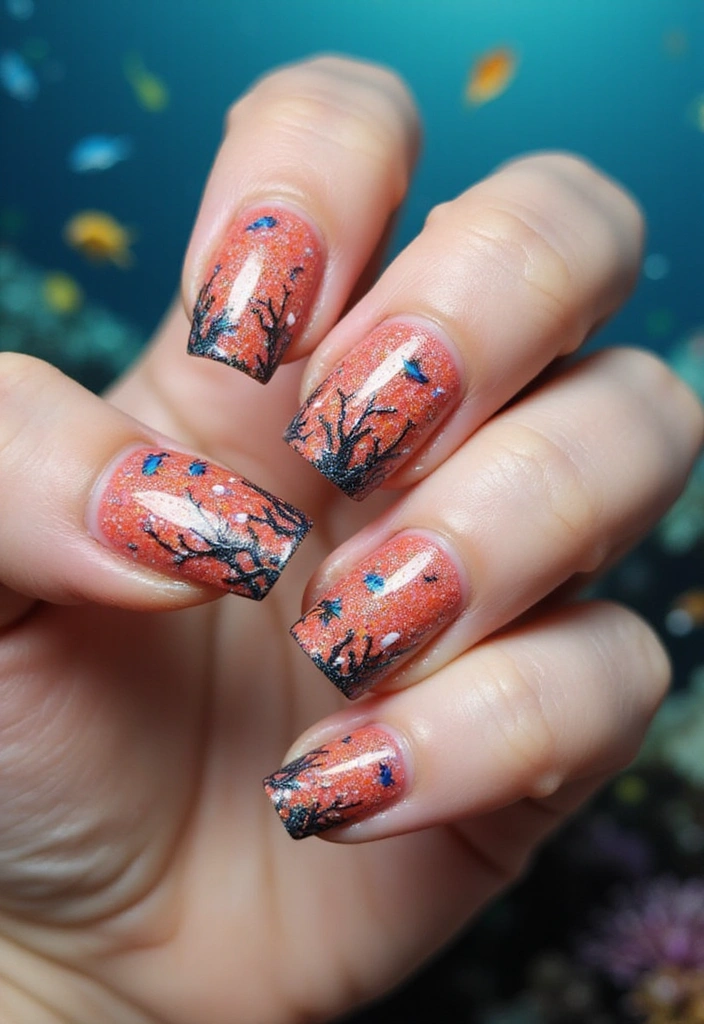 15 Stunning Beach Nail Art Designs You Need to Try This Summer (You Won't Believe #10!) - 10. Coral Reef Marvel