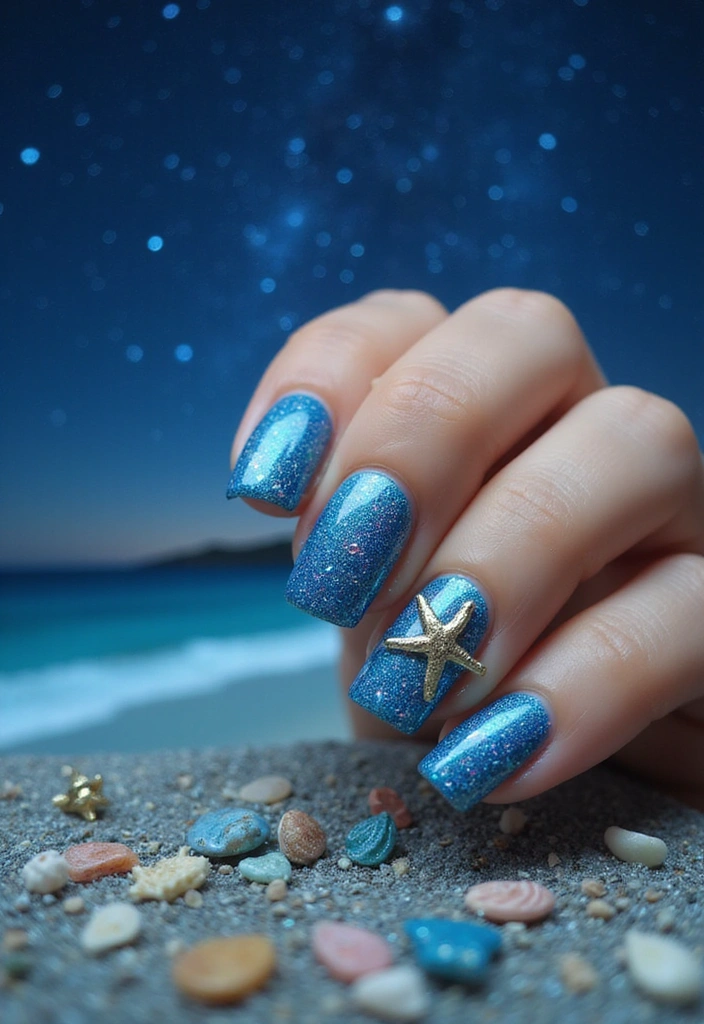 15 Stunning Beach Nail Art Designs You Need to Try This Summer (You Won't Believe #10!) - 12. Aquatic Glitter
