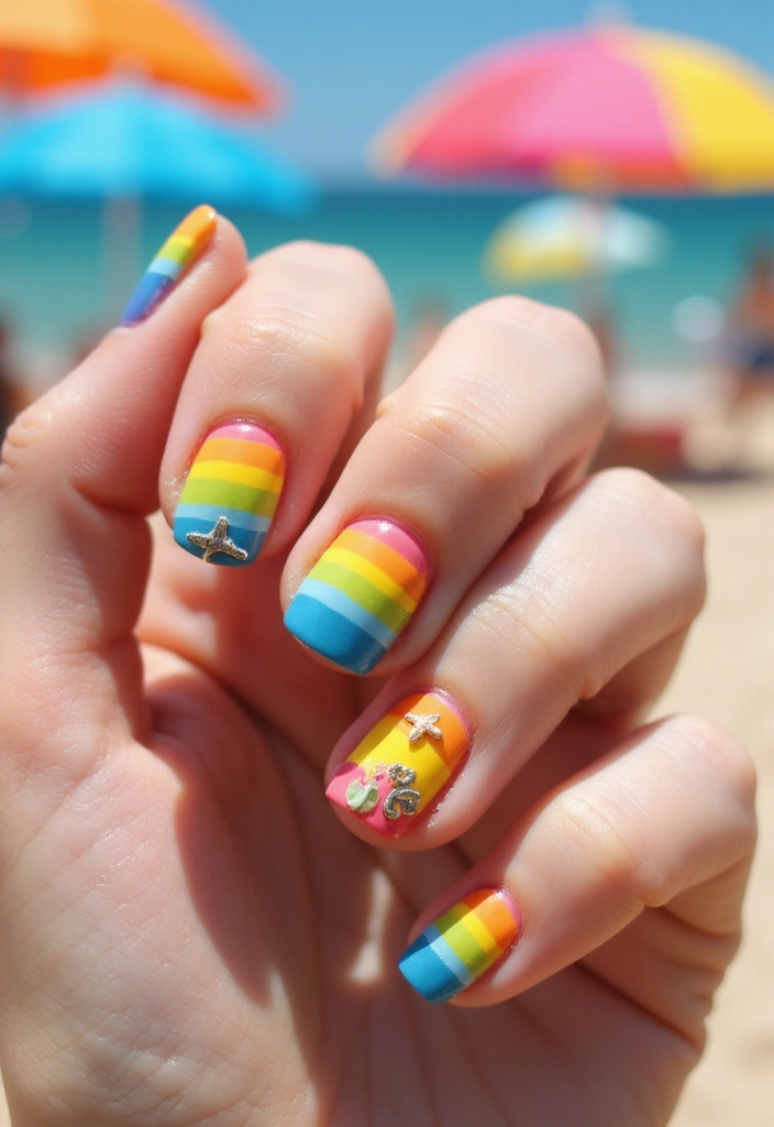 15 Stunning Beach Nail Art Designs You Need to Try This Summer (You Won't Believe #10!) - 14. Rainbow Beach