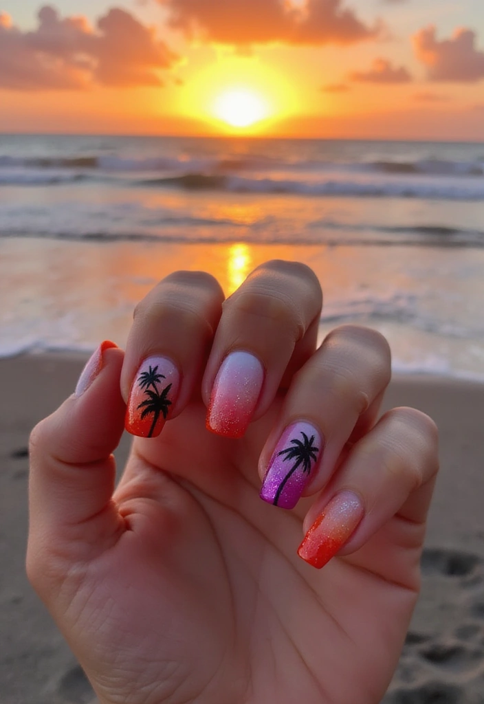 15 Stunning Beach Nail Art Designs You Need to Try This Summer (You Won't Believe #10!) - 3. Tropical Sunset