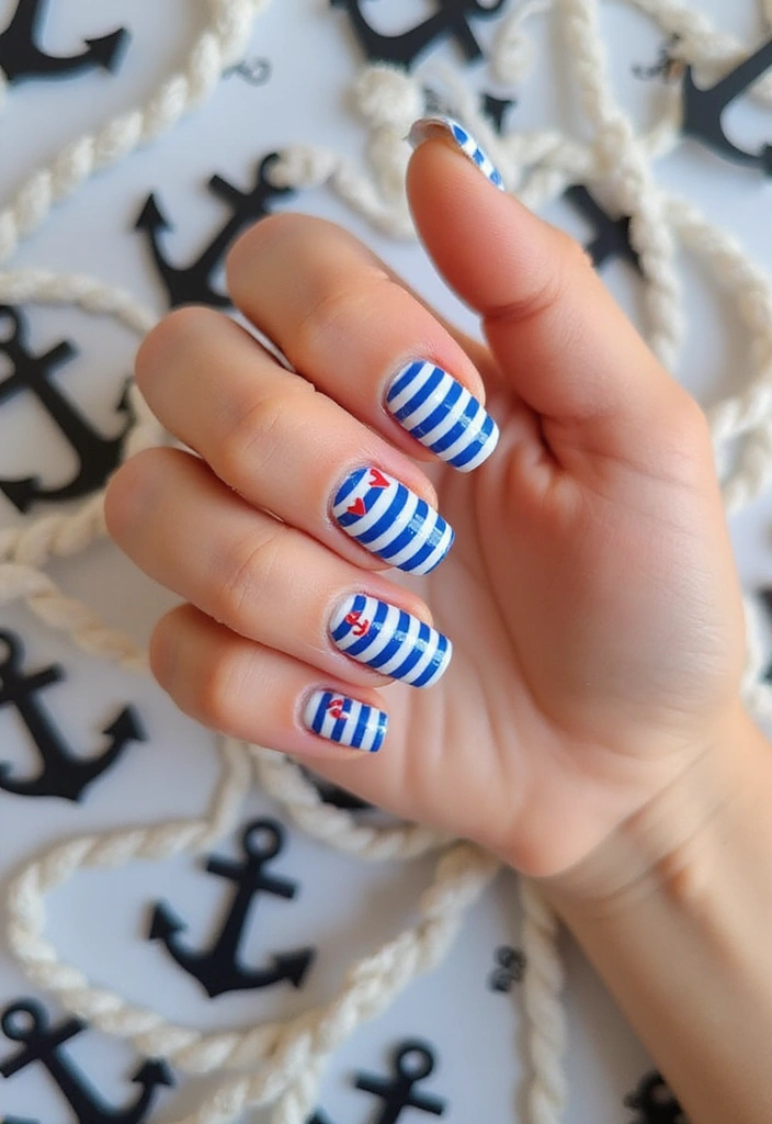 15 Stunning Beach Nail Art Designs You Need to Try This Summer (You Won't Believe #10!) - 6. Nautical Stripes