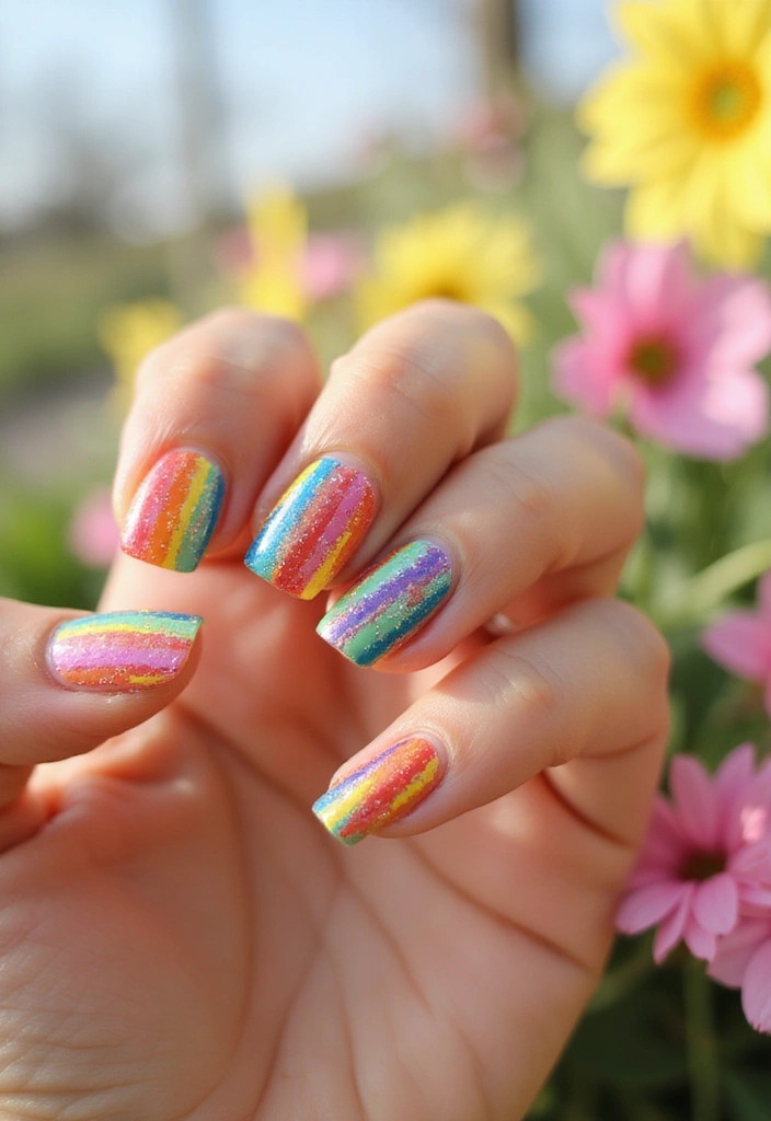 15 Stunning Easter Nail Designs That Will Make You the Star of the Celebration! - 13. Rainbow Easter Nails