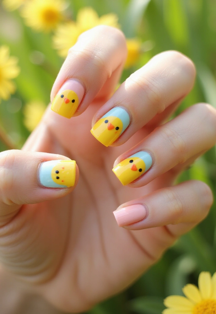 15 Stunning Easter Nail Designs That Will Make You the Star of the Celebration! - 7. Cute Chick Designs