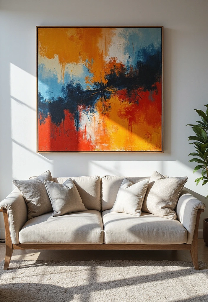 15 Stunning Wall Decor Ideas That'll Transform Your Space Instantly! - 2. Oversized Art for Impact