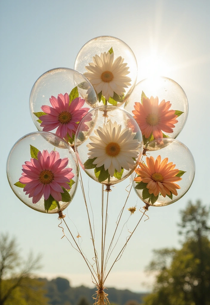 18 DIY Floral Arrangements That Will Bring Spring Indoors (You’ll Love #7!) - 15. Colorful Flower Balloons