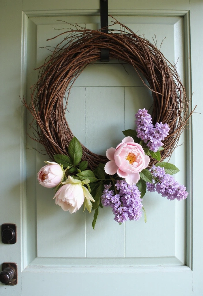 18 DIY Floral Arrangements That Will Bring Spring Indoors (You’ll Love #7!) - 3. Rustic Spring Wreath