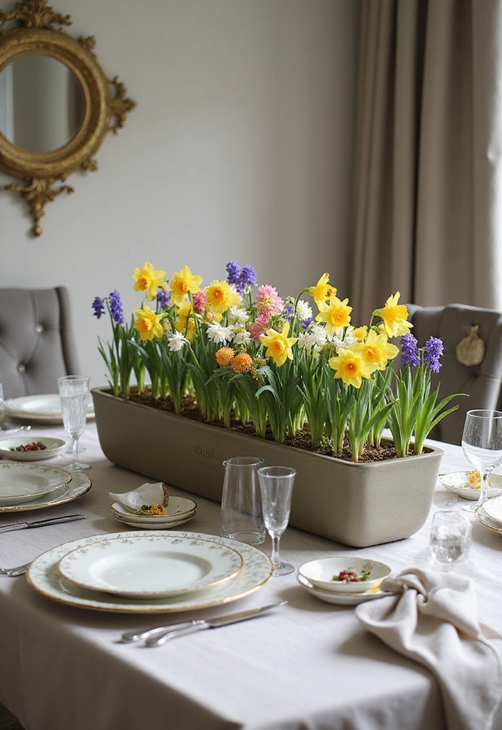 18 DIY Floral Arrangements That Will Bring Spring Indoors (You’ll Love #7!) - 4. Colorful Spring Table Centerpiece