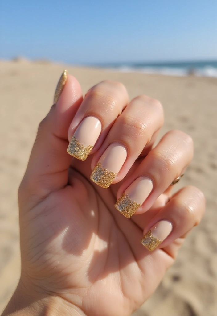 20 Beach-Inspired Nails Ideas That'll Make You Feel Like You're on Vacation! - 19. Glittering Sand Dunes