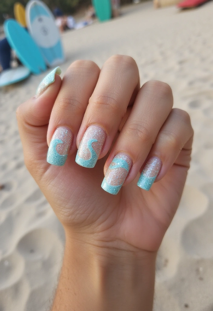 20 Beach-Inspired Nails Ideas That'll Make You Feel Like You're on Vacation! - 5. Sand and Surf