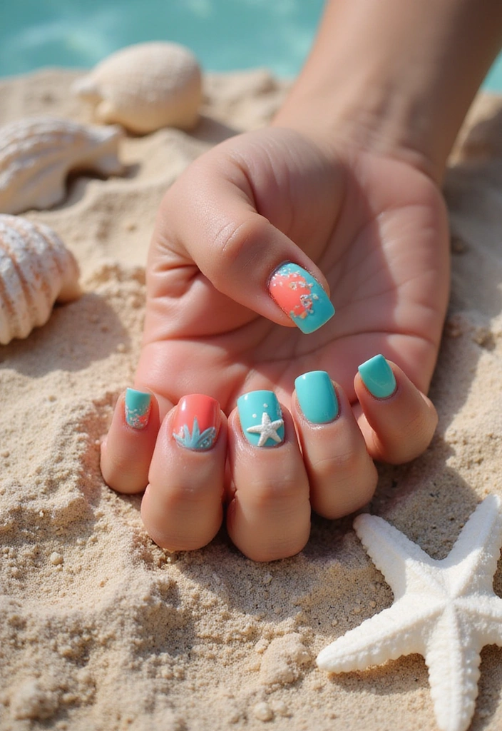 20 Beach-Inspired Nails Ideas That'll Make You Feel Like You're on Vacation! - 6. Starfish Accent