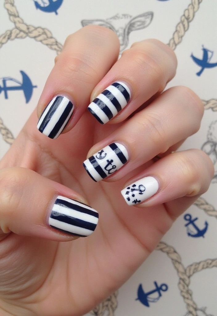 20 Beach-Inspired Nails Ideas That'll Make You Feel Like You're on Vacation! - 7. Nautical Stripes