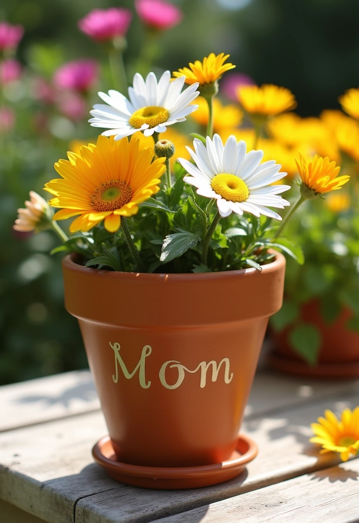 20 Beautiful Flower Gifts That Will Brighten Mom's Day and Home! - 11. Personalized Flower Pot