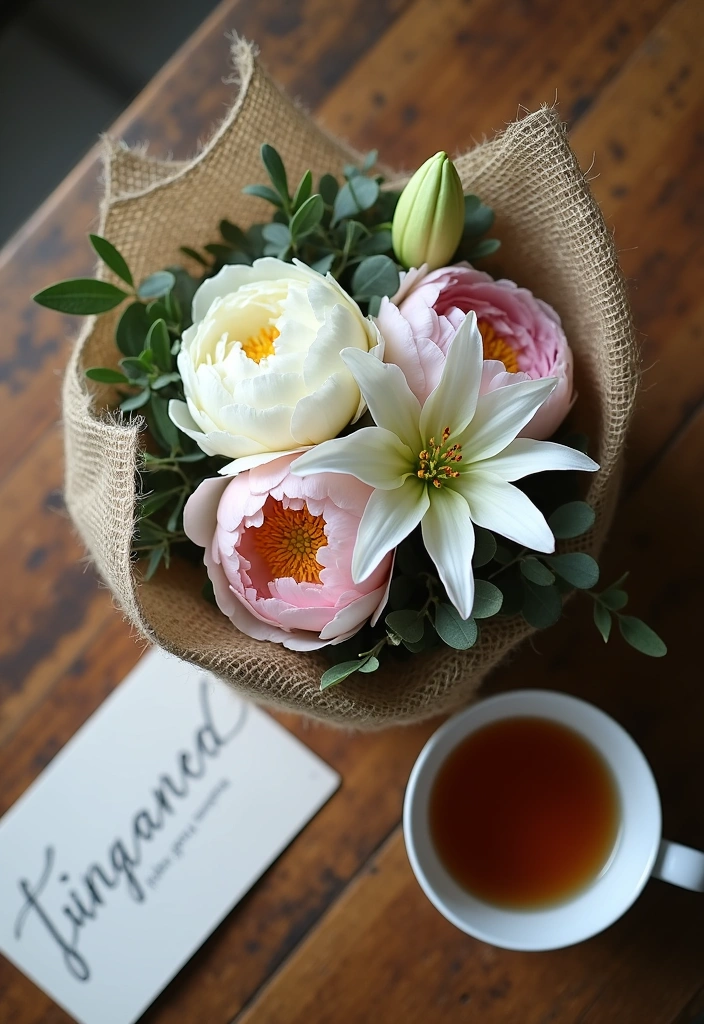 20 Beautiful Flower Gifts That Will Brighten Mom's Day and Home! - 4. Hand-Tied Flower Bouquet