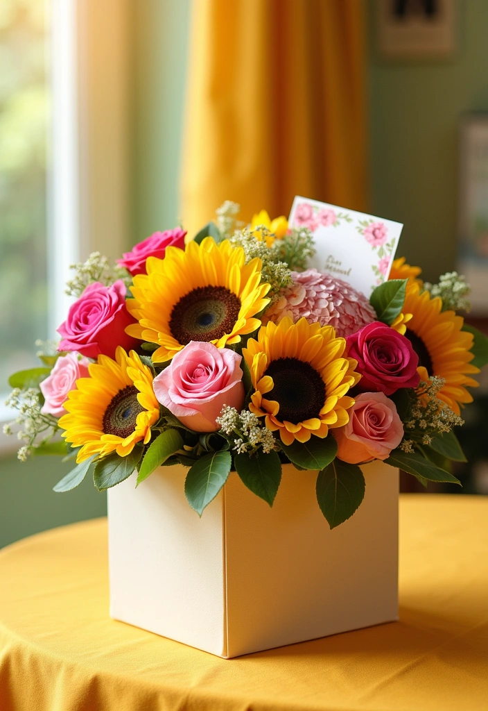20 Beautiful Flower Gifts That Will Brighten Mom's Day and Home! - 5. Colorful Flower Box