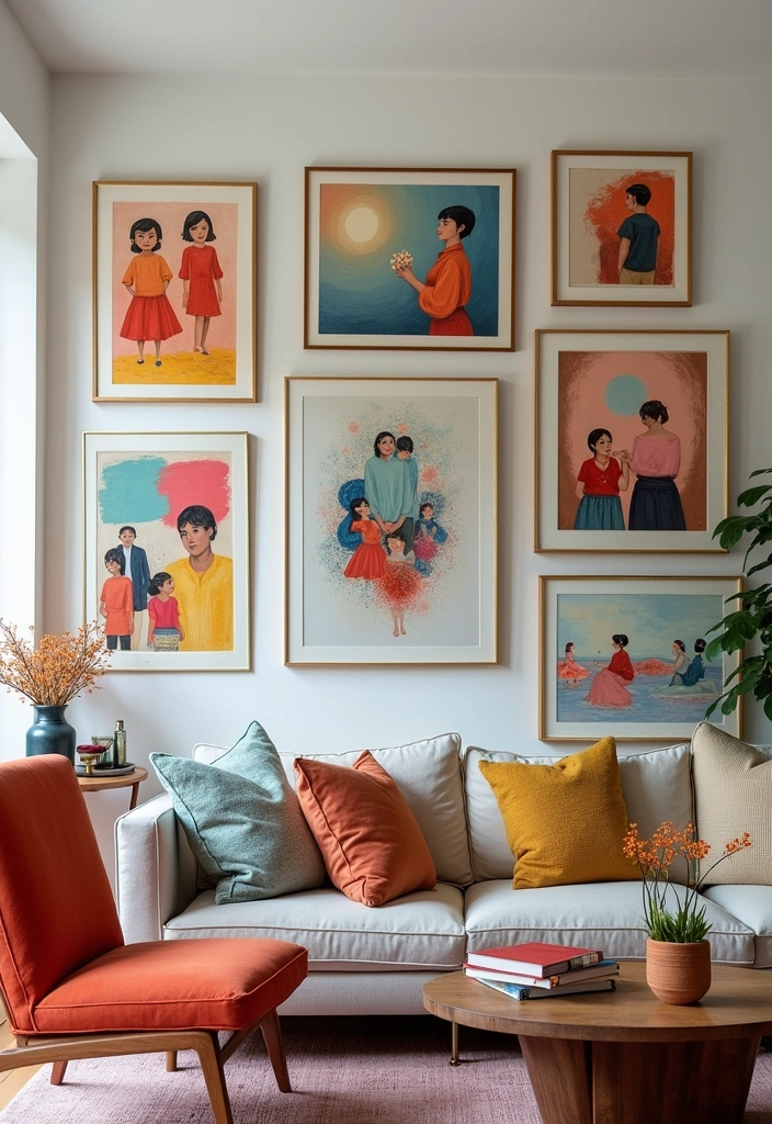 20 Cozy Living Room Ideas That'll Make You Never Want to Leave Your Couch! - 13. Wall Art that Inspires