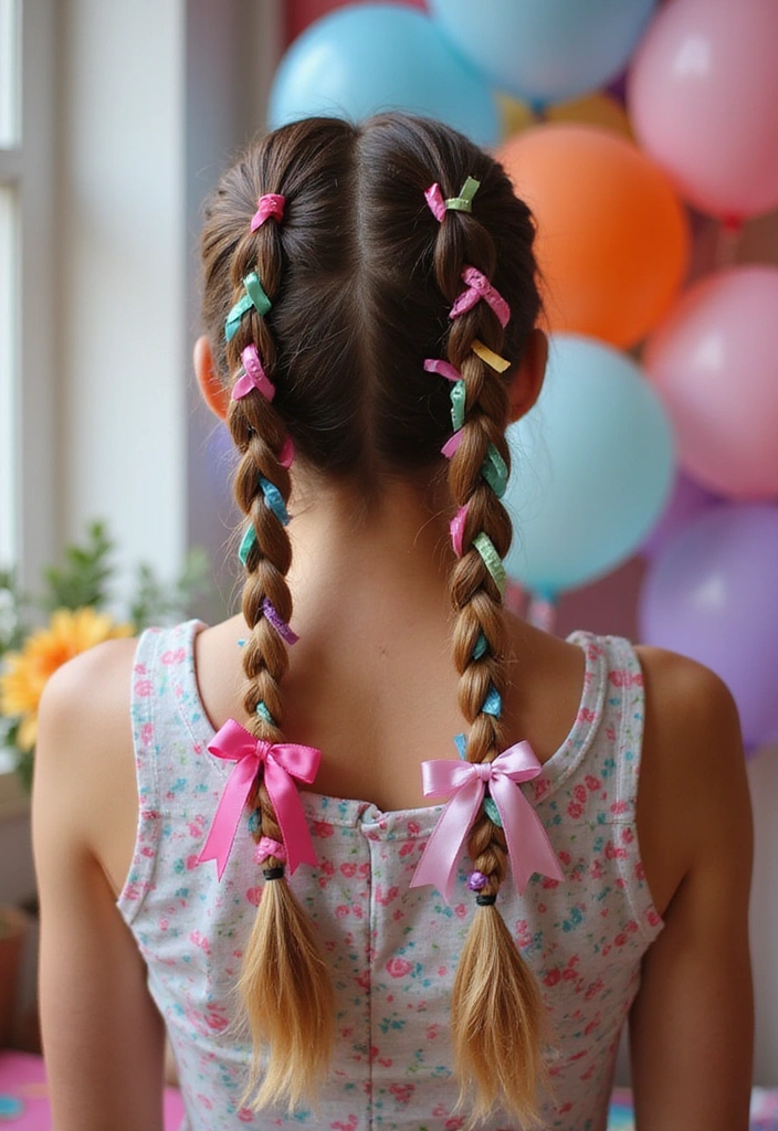 20 Effortlessly Beautiful Braided Prom Hairstyles You Can Do Yourself! - 6. Double Braids with Ribbon