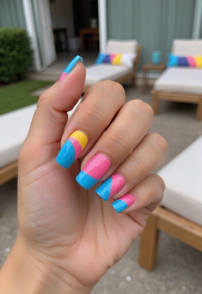20 Vibrant Summer Nail Ideas That Will Brighten Up Your Days (You Won't Believe #5!) - 10. Color Blocked Nails