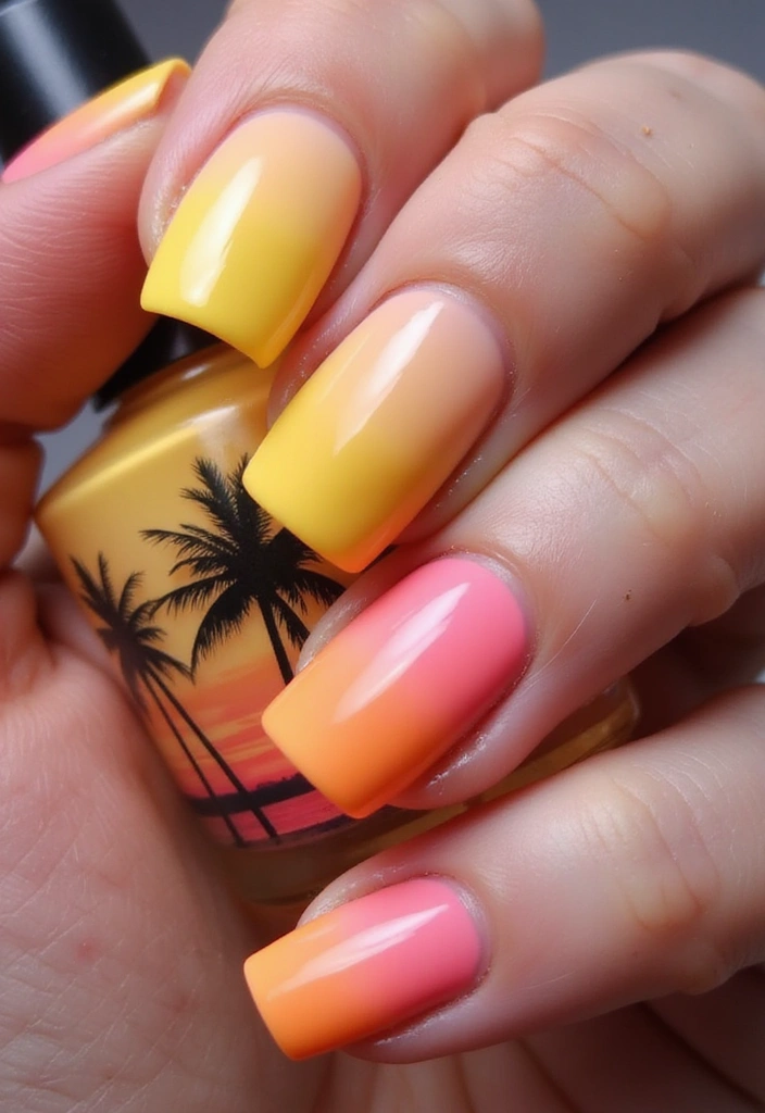 20 Vibrant Summer Nail Ideas That Will Brighten Up Your Days (You Won't Believe #5!) - 12. Sunset Nail Art