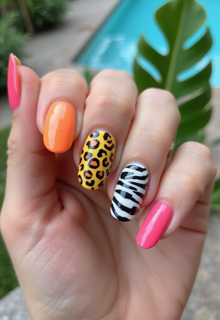 20 Vibrant Summer Nail Ideas That Will Brighten Up Your Days (You Won't Believe #5!) - 16. Colorful Animal Prints