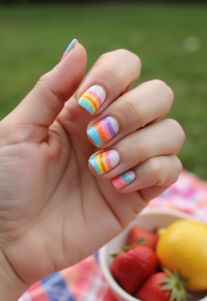 20 Vibrant Summer Nail Ideas That Will Brighten Up Your Days (You Won't Believe #5!) - 18. Colorful Stripes