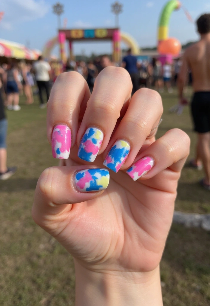 20 Vibrant Summer Nail Ideas That Will Brighten Up Your Days (You Won't Believe #5!) - 6. Tie-Dye Vibes