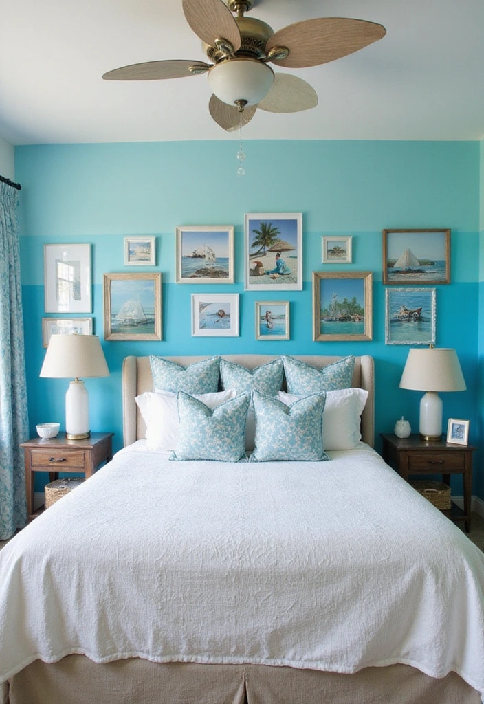 21 Beach-Inspired Bedroom Decor Ideas That'll Make You Feel Like You're on Vacation Every Day! - 17. Beachy Accent Wall