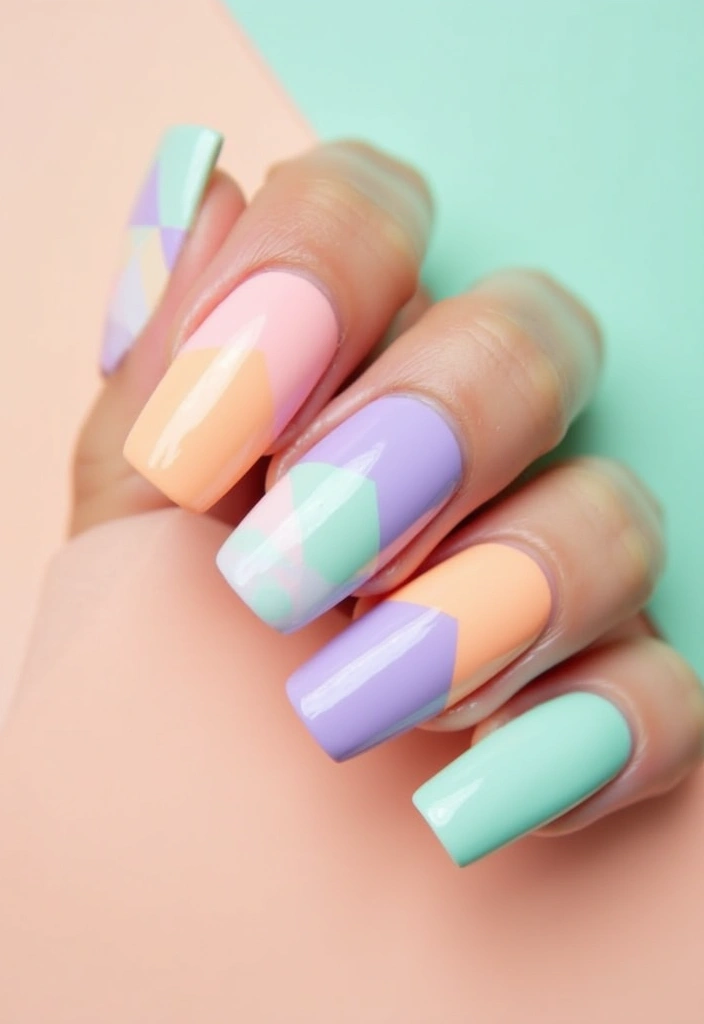 21 Trendy Pastel Nail Ideas That Will Make Your Spring Shine (You Won't Believe #7!) - 7. Color Blocked Pastels (You Won't Believe #7!)