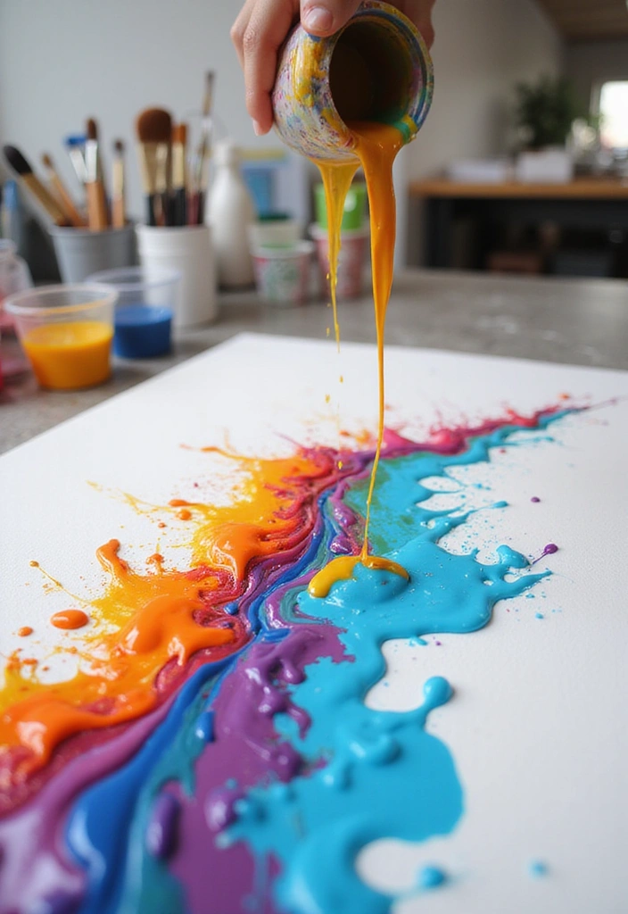 22 Step-by-Step DIY Wall Art Tutorials That Anyone Can Follow (Even Beginners!) - 1. Abstract Paint Pour Art