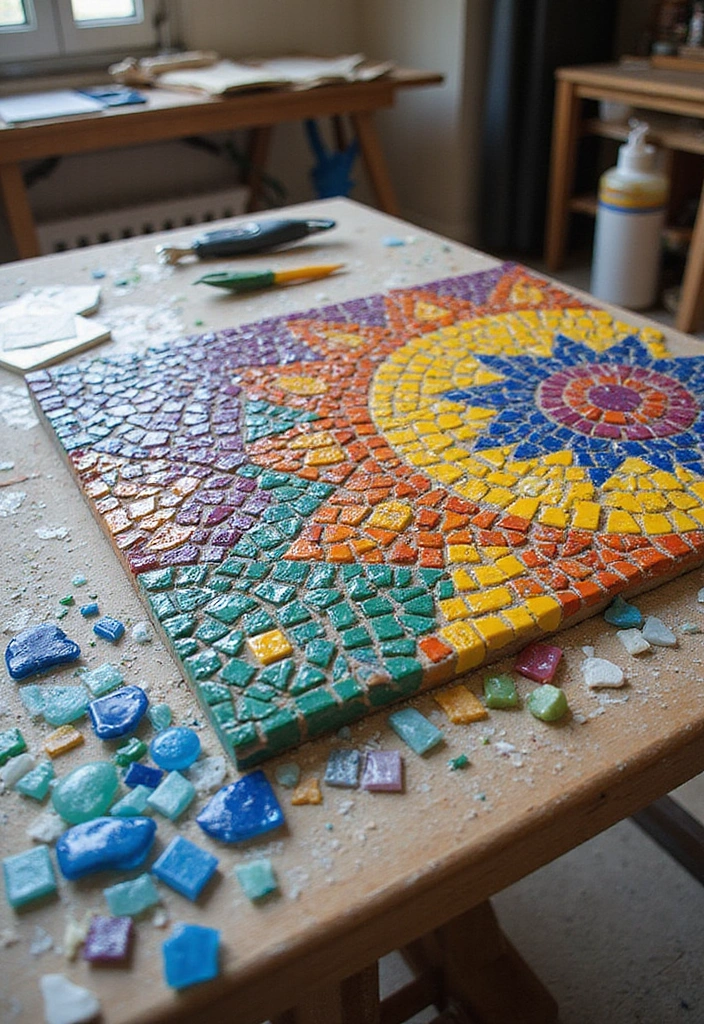 22 Step-by-Step DIY Wall Art Tutorials That Anyone Can Follow (Even Beginners!) - 11. Mosaic Tile Art