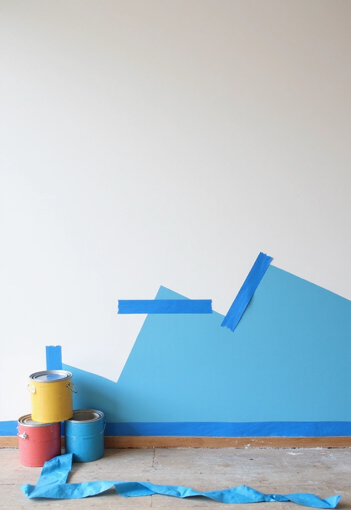 22 Step-by-Step DIY Wall Art Tutorials That Anyone Can Follow (Even Beginners!) - 3. Geometric Wall Art with Tape