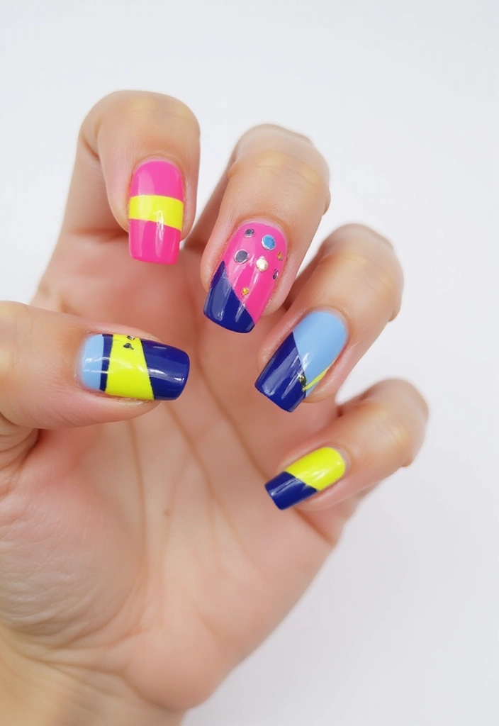 10 Amazing Short Spring Nails That Will Brighten Your Day (You Won't Believe #7!) - 6. Color Block Chic